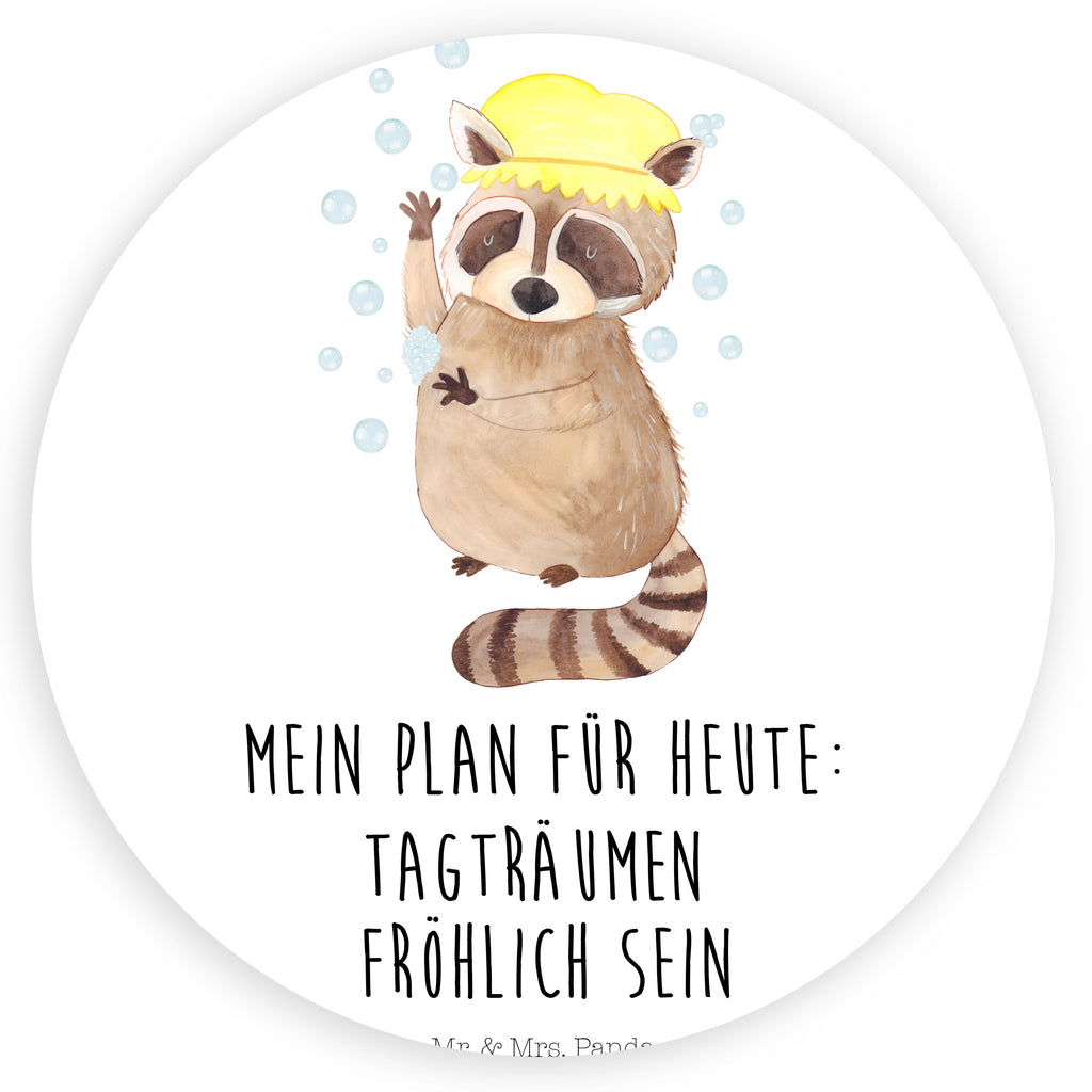 Rund Aufkleber Waschbär Sticker, Aufkleber, Etikett, Tiermotive, Gute Laune, lustige Sprüche, Tiere, Waschbär, Tagträumen, Plan, Fröhlich, waschen, Seifenblasen