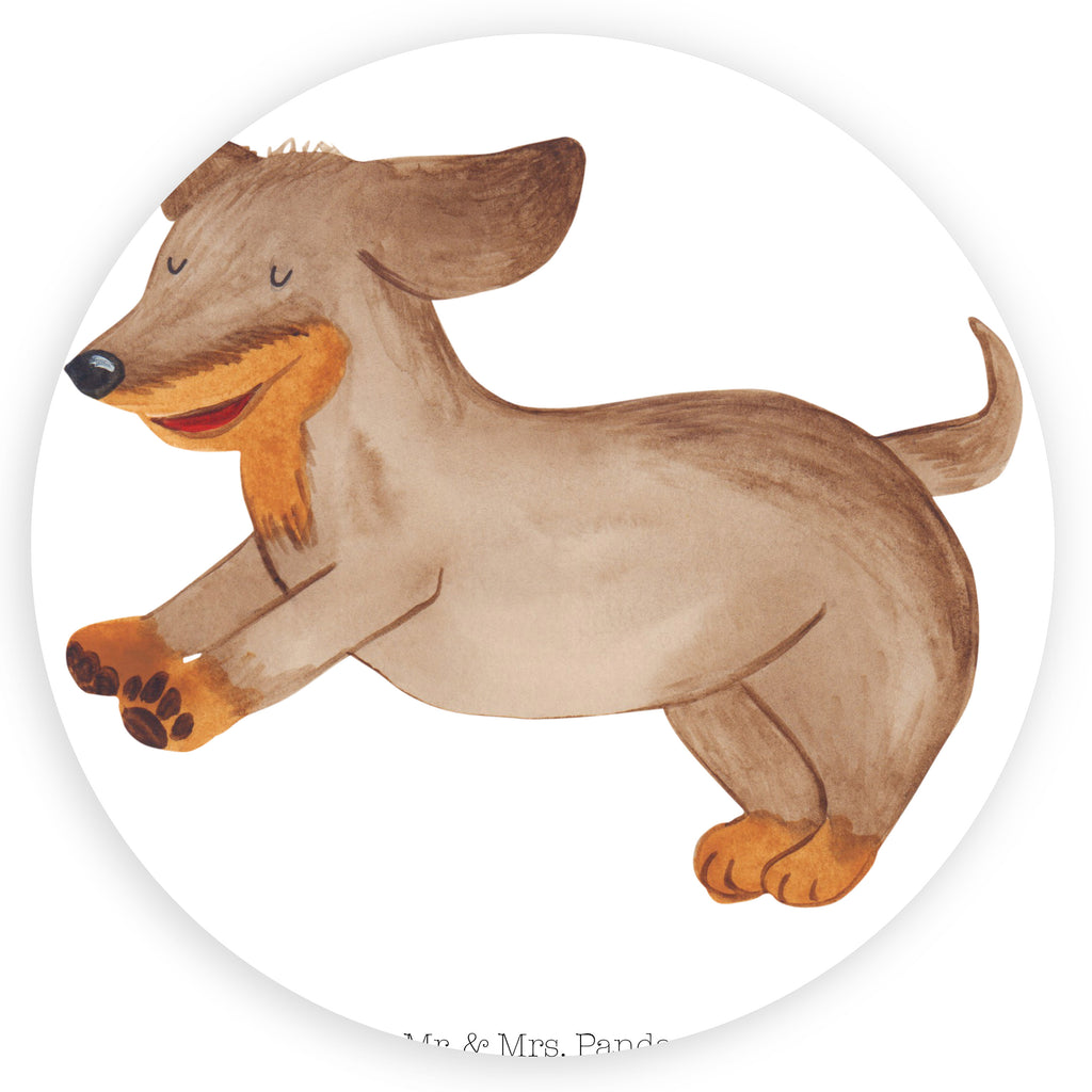 Rund Aufkleber Hund Dackel fröhlich Sticker, Aufkleber, Etikett, Hund, Hundemotiv, Haustier, Hunderasse, Tierliebhaber, Hundebesitzer, Sprüche, Hunde, Dackel, Dachshund, happy dog