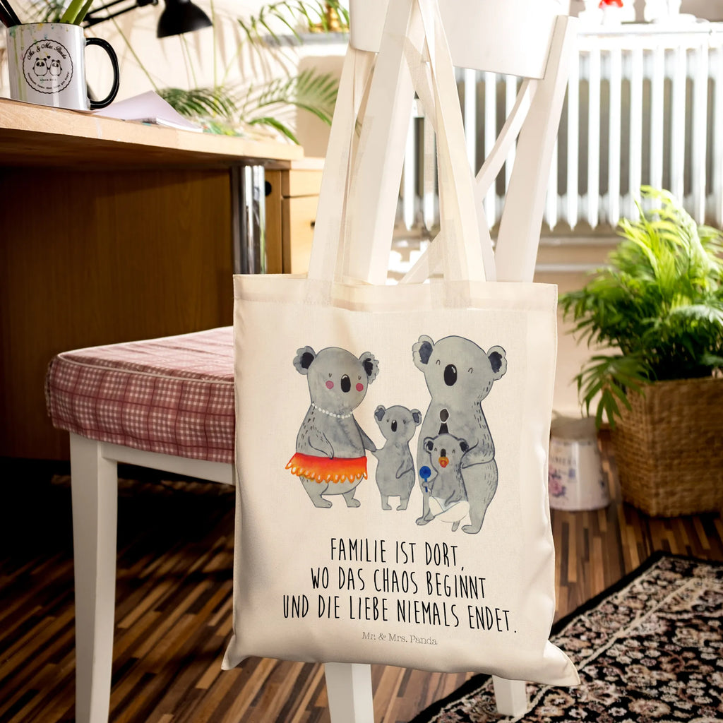 Tragetasche Koala Familie Beuteltasche, Beutel, Einkaufstasche, Jutebeutel, Stoffbeutel, Tasche, Shopper, Umhängetasche, Strandtasche, Schultertasche, Stofftasche, Tragetasche, Badetasche, Jutetasche, Einkaufstüte, Laptoptasche, Familie, Vatertag, Muttertag, Bruder, Schwester, Mama, Papa, Oma, Opa, Koala, Koalas, Family, Kinder, Geschwister, Familienleben