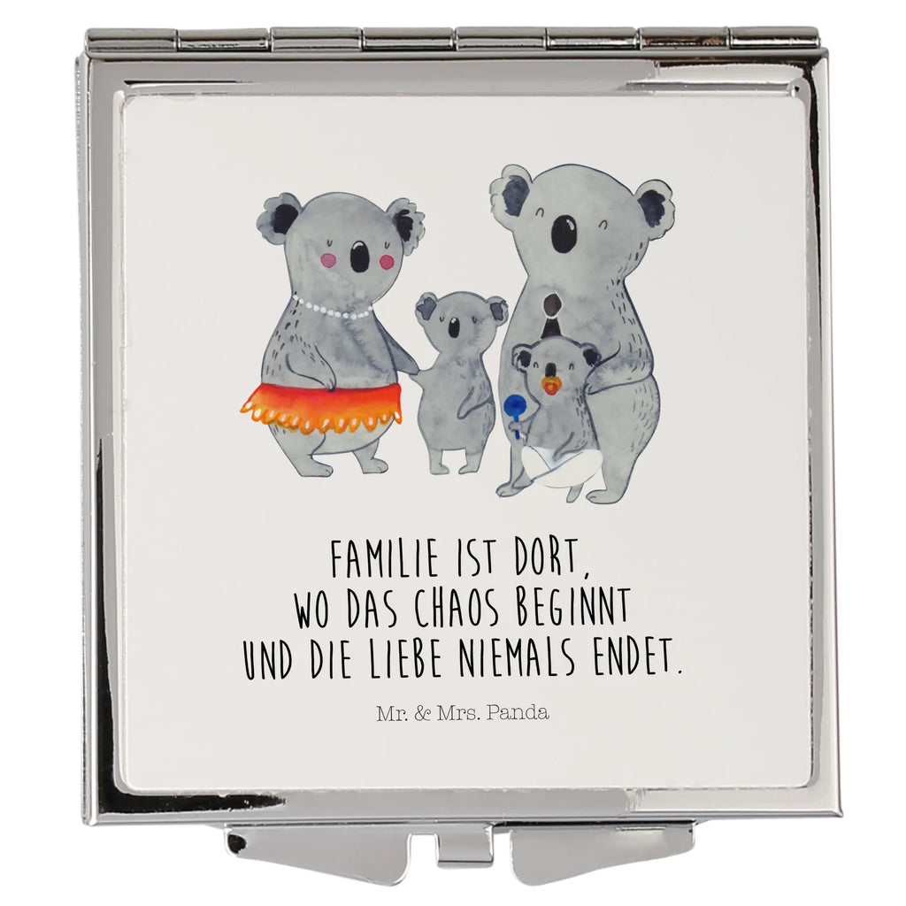 Handtaschenspiegel quadratisch Koala Familie Spiegel, Handtasche, Quadrat, silber, schminken, Schminkspiegel, Familie, Vatertag, Muttertag, Bruder, Schwester, Mama, Papa, Oma, Opa, Koala, Koalas, Family, Kinder, Geschwister, Familienleben