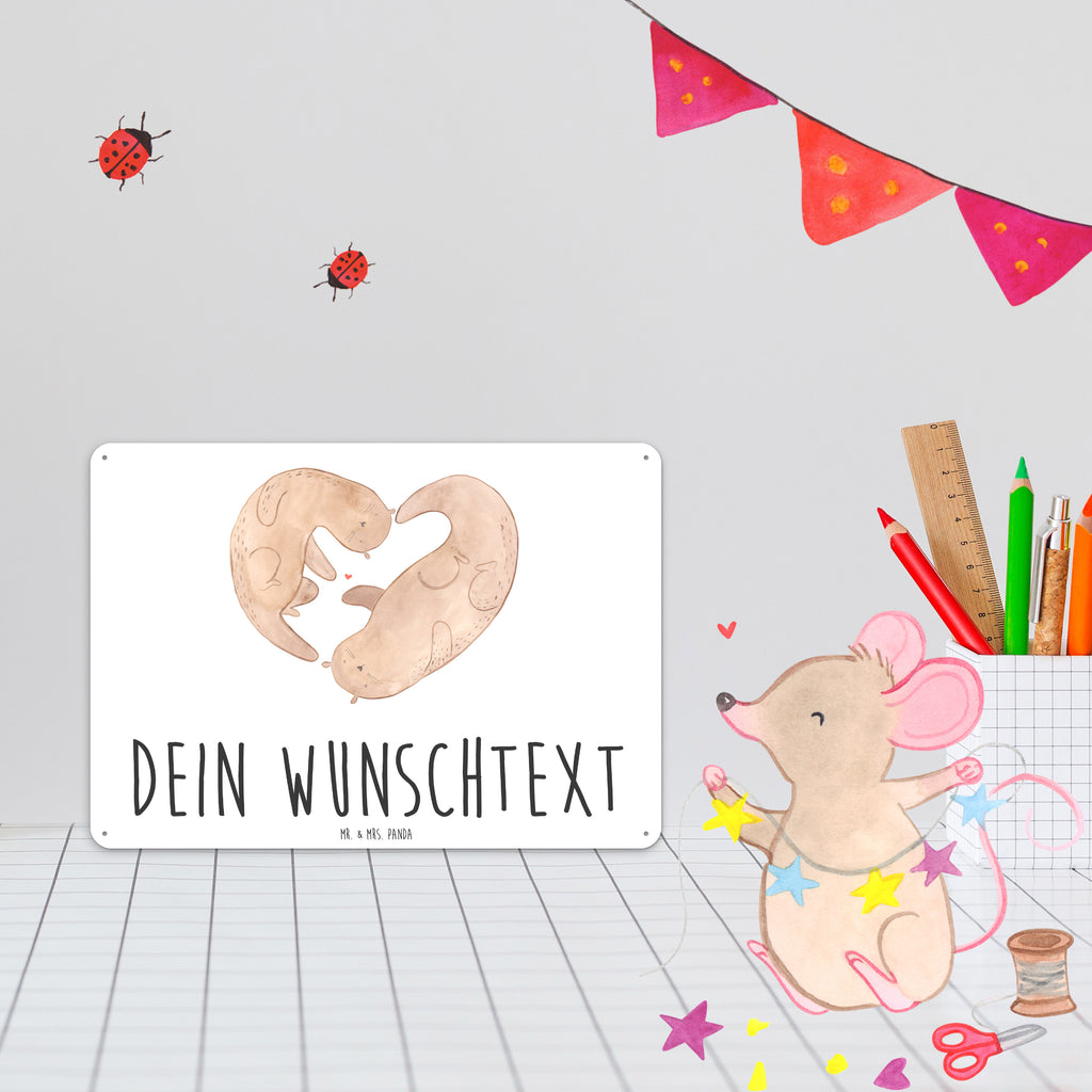 Personalisiertes Blechschild Otter Herz Blechschild, Metallschild, Geschenk Schild, Schild, Magnet-Metall-Schild, Deko Schild, Wandschild, Wand-Dekoration, Türschild, Otter, Fischotter, Seeotter, Liebe, Herz, Liebesbeweis, Liebesgeschenk, Bessere Hälfte, Love you, Jahrestag, Hochzeitstag, Verlobung, gemeinsames Leben