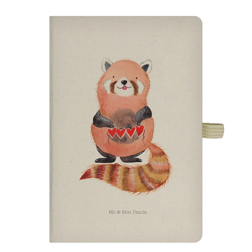 Baumwoll Notizbuch Roter Panda Notizen, Eintragebuch, Tagebuch, Notizblock, Adressbuch, Journal, Kladde, Skizzenbuch, Notizheft, Schreibbuch, Schreibheft, Tiermotive, Gute Laune, lustige Sprüche, Tiere, Panda, Liebe, Rot, Herz, Liebling, Lieblingsmensch