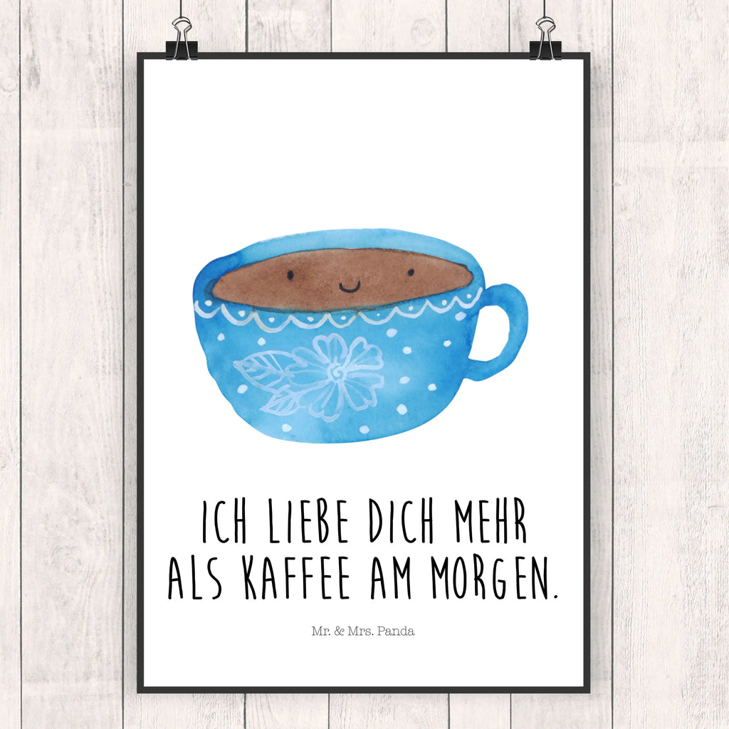 Poster Kaffee Tasse Poster, Wandposter, Bild, Wanddeko, Küchenposter, Kinderposter, Wanddeko Bild, Raumdekoration, Wanddekoration, Handgemaltes Poster, Mr. & Mrs. Panda Poster, Designposter, Kunstdruck, Posterdruck, Tiermotive, Gute Laune, lustige Sprüche, Tiere, Kaffee, Tasse, Liebe, Geschmack, Genuss, Glücklich