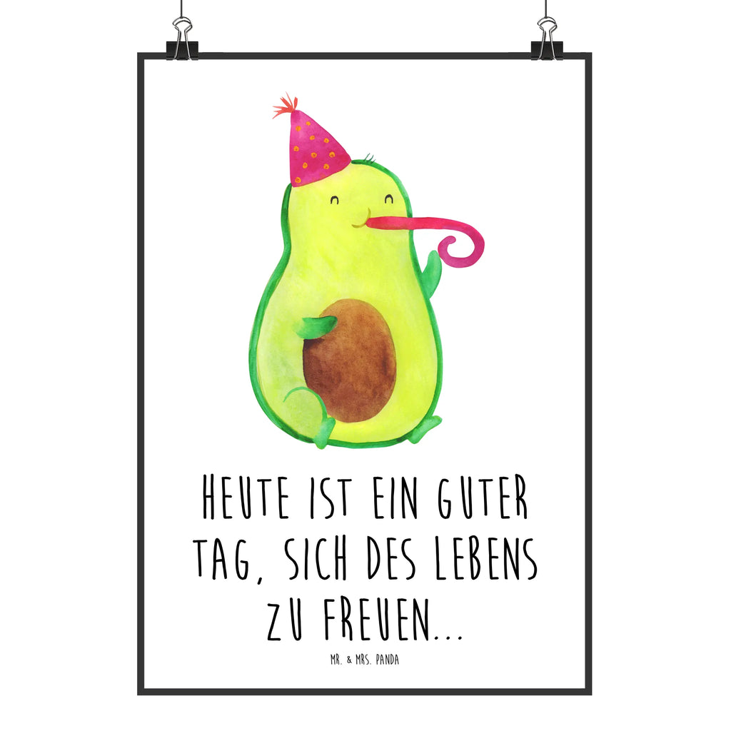 Poster Avocado Partyhupe Poster, Wandposter, Bild, Wanddeko, Küchenposter, Kinderposter, Wanddeko Bild, Raumdekoration, Wanddekoration, Handgemaltes Poster, Mr. & Mrs. Panda Poster, Designposter, Kunstdruck, Posterdruck, Avocado, Veggie, Vegan, Gesund, Party, Feierlichkeit, Feier, Fete, Geburtstag, Gute Laune, Tröte