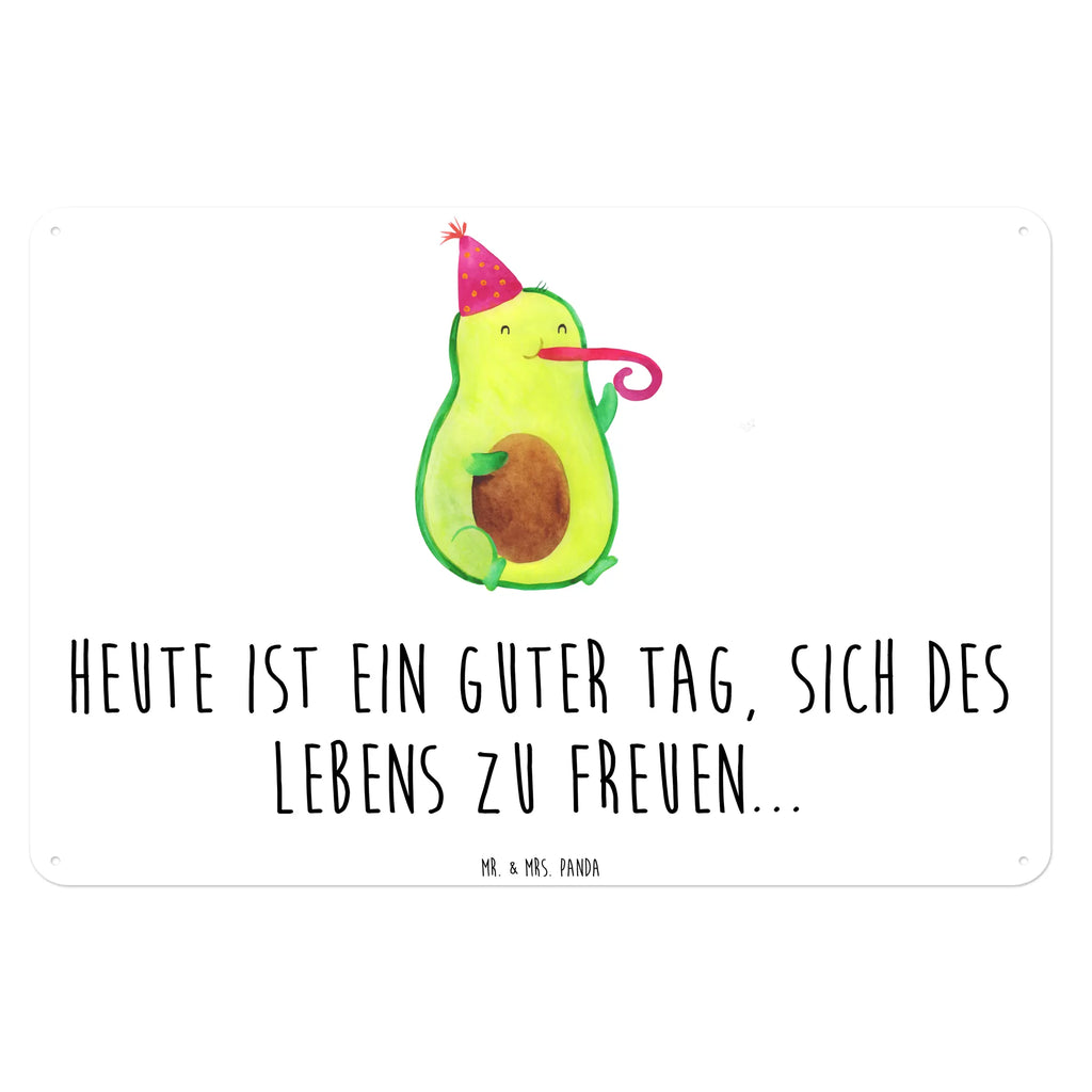 Blechschild Avocado Feier Blechschild, Metallschild, Geschenk Schild, Schild, Magnet-Metall-Schild, Deko Schild, Wandschild, Wand-Dekoration, Türschild, Avocado, Veggie, Vegan, Gesund, Party, Feierlichkeit, Feier, Fete, Geburtstag, Gute Laune, Tröte