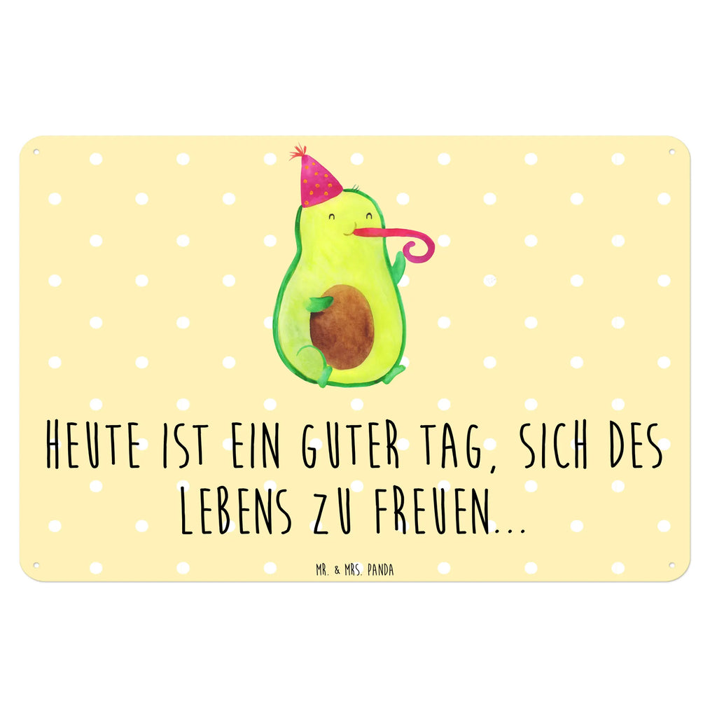 Blechschild Avocado Feier Blechschild, Metallschild, Geschenk Schild, Schild, Magnet-Metall-Schild, Deko Schild, Wandschild, Wand-Dekoration, Türschild, Avocado, Veggie, Vegan, Gesund, Party, Feierlichkeit, Feier, Fete, Geburtstag, Gute Laune, Tröte