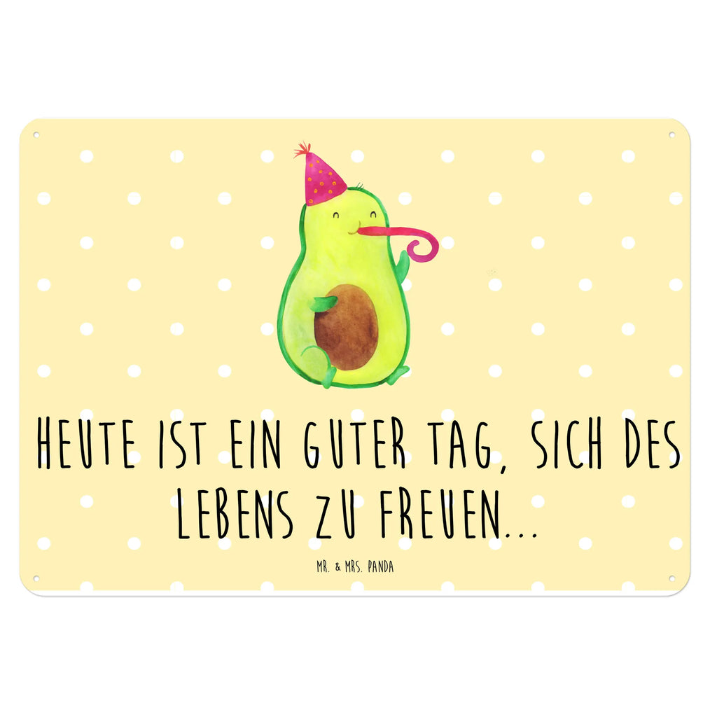 Blechschild Avocado Feier Blechschild, Metallschild, Geschenk Schild, Schild, Magnet-Metall-Schild, Deko Schild, Wandschild, Wand-Dekoration, Türschild, Avocado, Veggie, Vegan, Gesund, Party, Feierlichkeit, Feier, Fete, Geburtstag, Gute Laune, Tröte