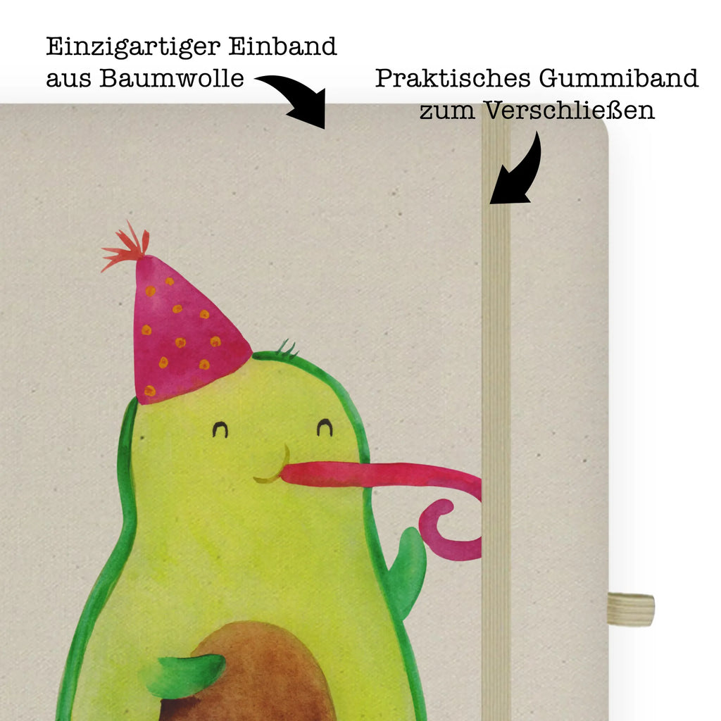 Baumwoll Notizbuch Avocado Partyhupe Notizen, Eintragebuch, Tagebuch, Notizblock, Adressbuch, Journal, Kladde, Skizzenbuch, Notizheft, Schreibbuch, Schreibheft, Avocado, Veggie, Vegan, Gesund, Party, Feierlichkeit, Feier, Fete, Geburtstag, Gute Laune, Tröte