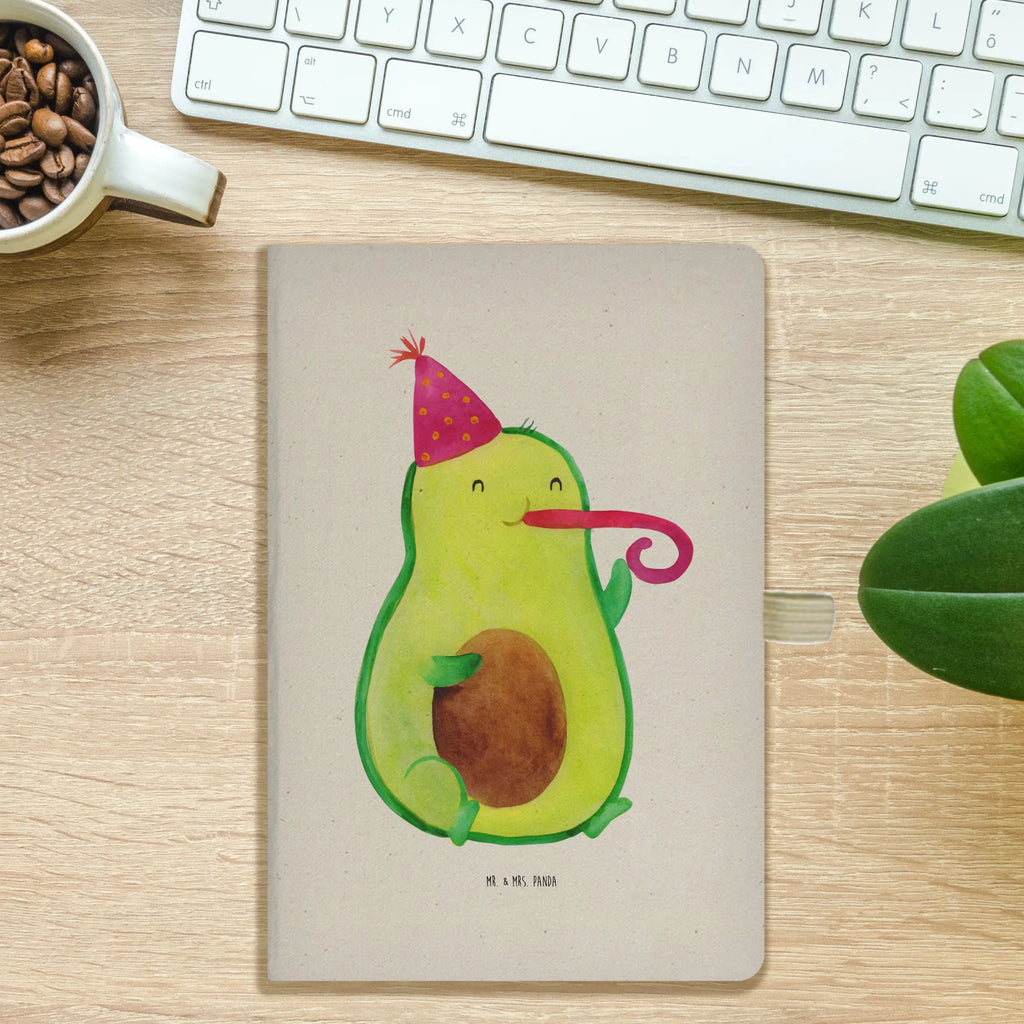 Baumwoll Notizbuch Avocado Partyhupe Notizen, Eintragebuch, Tagebuch, Notizblock, Adressbuch, Journal, Kladde, Skizzenbuch, Notizheft, Schreibbuch, Schreibheft, Avocado, Veggie, Vegan, Gesund, Party, Feierlichkeit, Feier, Fete, Geburtstag, Gute Laune, Tröte