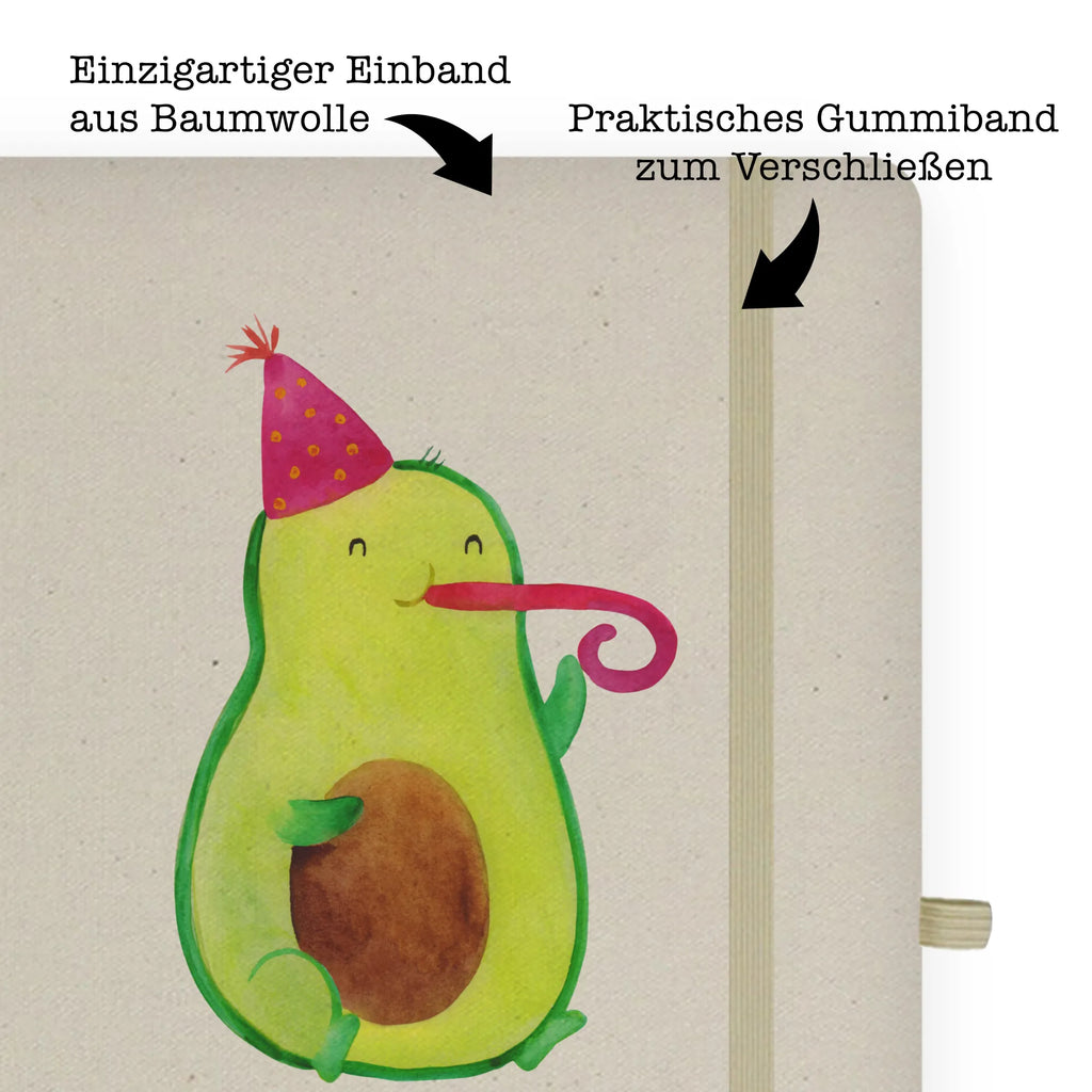 Baumwoll Notizbuch Avocado Partyhupe Notizen, Eintragebuch, Tagebuch, Notizblock, Adressbuch, Journal, Kladde, Skizzenbuch, Notizheft, Schreibbuch, Schreibheft, Avocado, Veggie, Vegan, Gesund, Party, Feierlichkeit, Feier, Fete, Geburtstag, Gute Laune, Tröte