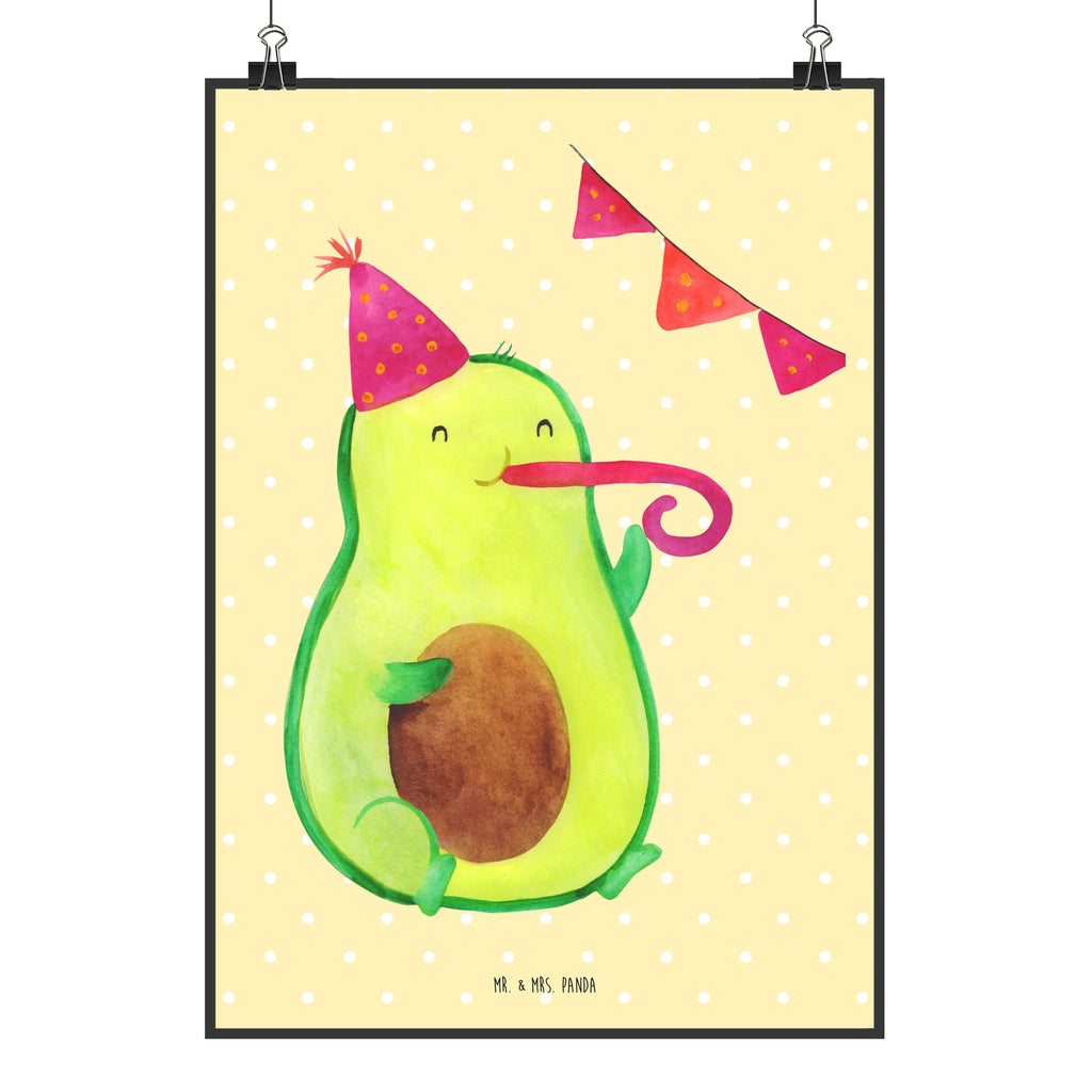 Poster Avocado Party Time Poster, Wandposter, Bild, Wanddeko, Küchenposter, Kinderposter, Wanddeko Bild, Raumdekoration, Wanddekoration, Handgemaltes Poster, Mr. & Mrs. Panda Poster, Designposter, Kunstdruck, Posterdruck, Avocado, Veggie, Vegan, Gesund