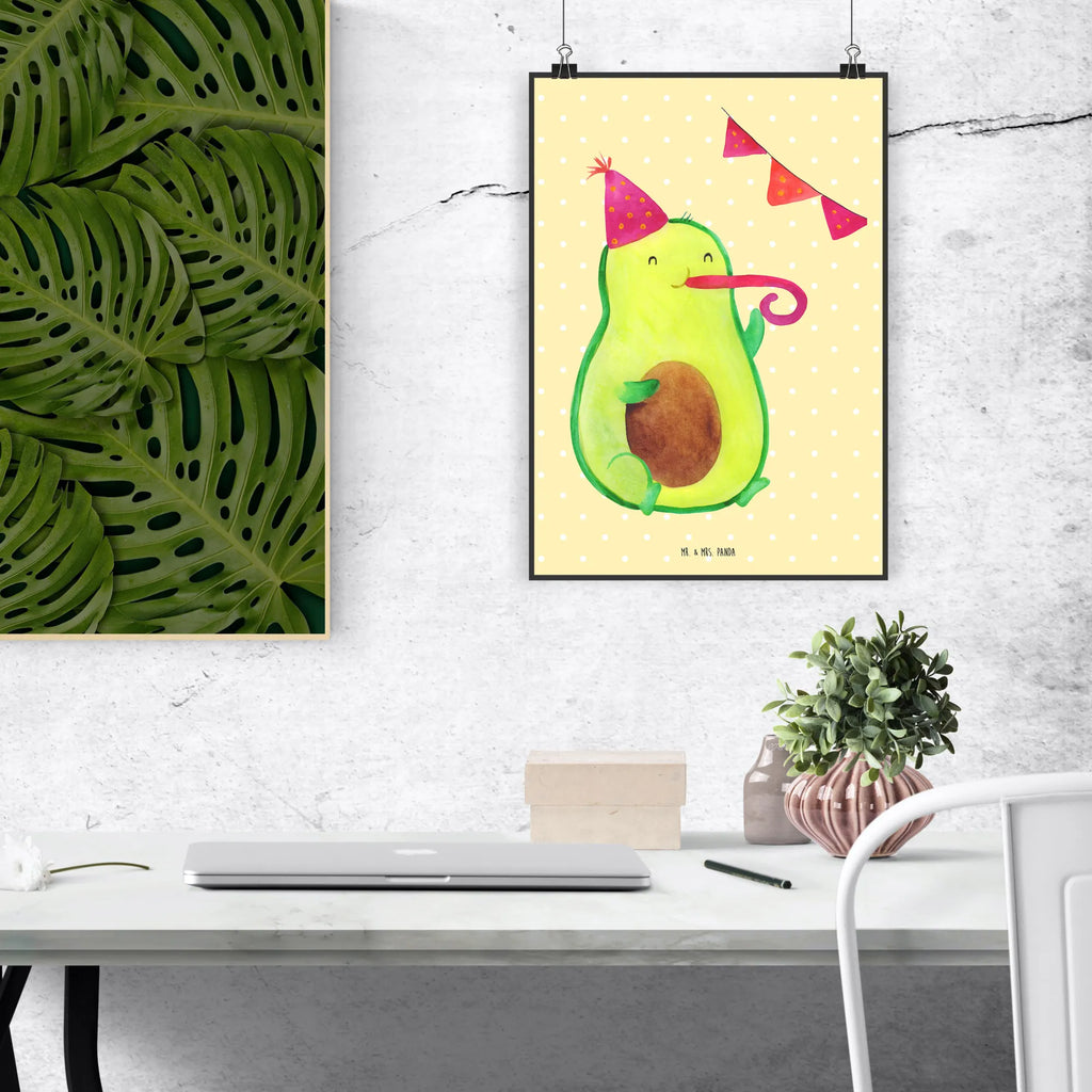 Poster Avocado Party Time Poster, Wandposter, Bild, Wanddeko, Küchenposter, Kinderposter, Wanddeko Bild, Raumdekoration, Wanddekoration, Handgemaltes Poster, Mr. & Mrs. Panda Poster, Designposter, Kunstdruck, Posterdruck, Avocado, Veggie, Vegan, Gesund