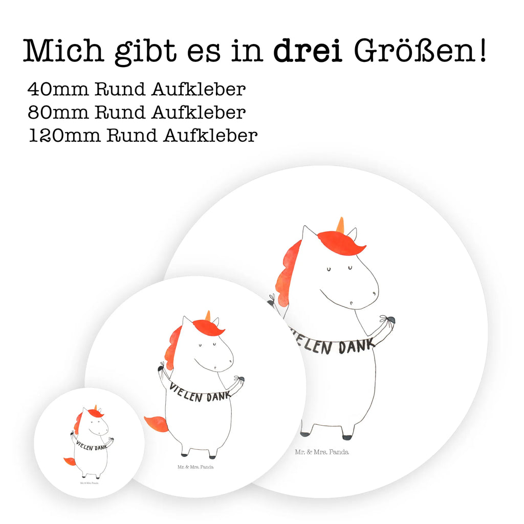 Rund Aufkleber Einhorn Vielen Dank Sticker, Aufkleber, Etikett, Einhorn, Einhörner, Einhorn Deko, Pegasus, Unicorn, Danke, vielen Dank, Dankeschön, Danksagung