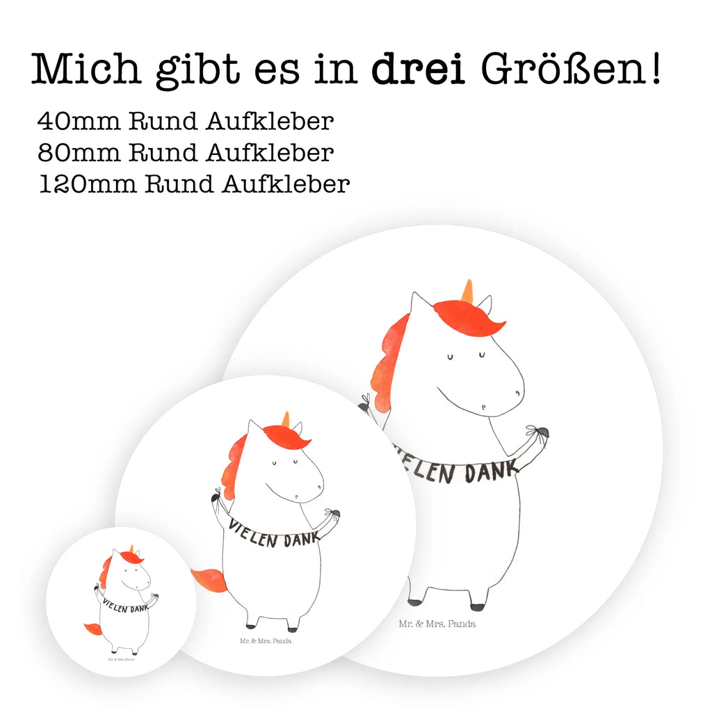 Rund Aufkleber Einhorn Vielen Dank Sticker, Aufkleber, Etikett, Einhorn, Einhörner, Einhorn Deko, Pegasus, Unicorn, Danke, vielen Dank, Dankeschön, Danksagung