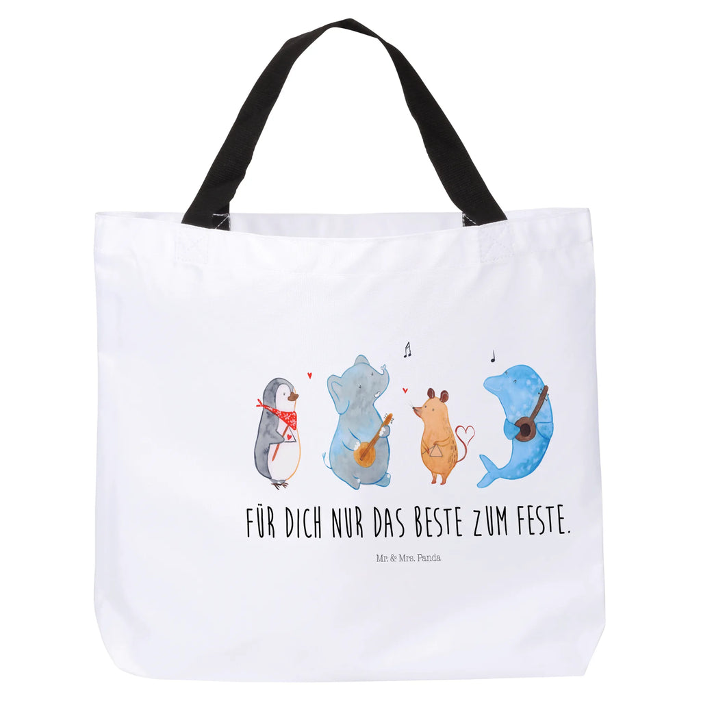 Shopper Big Band Beutel, Einkaufstasche, Tasche, Strandtasche, Einkaufsbeutel, Shopper, Schultasche, Freizeittasche, Tragebeutel, Schulbeutel, Alltagstasche, Tiermotive, Gute Laune, lustige Sprüche, Tiere, Hund, Pinguin, Maus, Elefant, Delfin, Gitarre, Band, Triangel, Musikanten, Musik