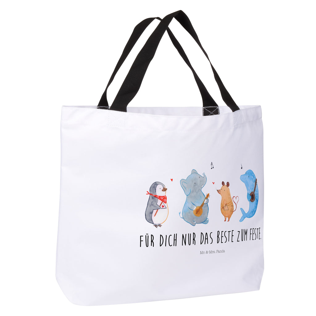 Shopper Big Band Beutel, Einkaufstasche, Tasche, Strandtasche, Einkaufsbeutel, Shopper, Schultasche, Freizeittasche, Tragebeutel, Schulbeutel, Alltagstasche, Tiermotive, Gute Laune, lustige Sprüche, Tiere, Hund, Pinguin, Maus, Elefant, Delfin, Gitarre, Band, Triangel, Musikanten, Musik