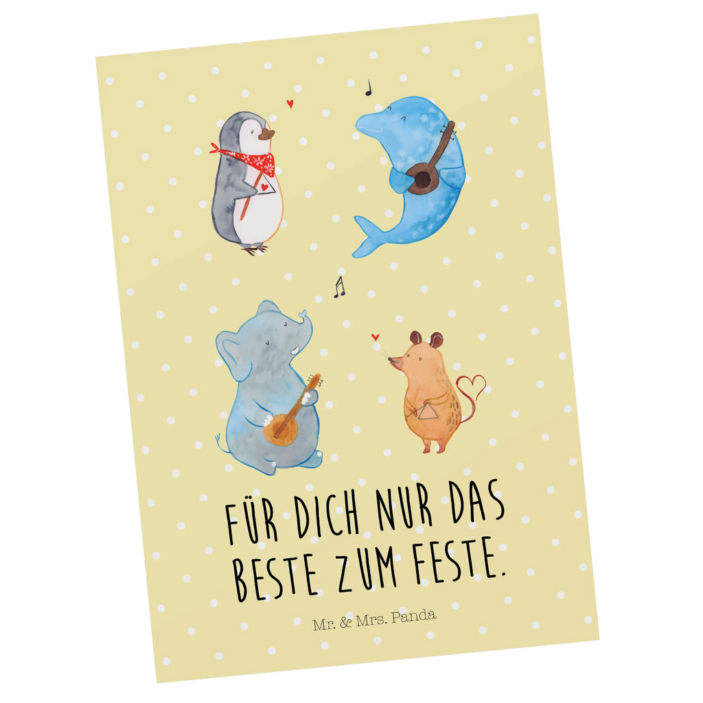 Postkarte Big Band Postkarte, Karte, Geschenkkarte, Grußkarte, Einladung, Ansichtskarte, Geburtstagskarte, Einladungskarte, Dankeskarte, Ansichtskarten, Einladung Geburtstag, Einladungskarten Geburtstag, Tiermotive, Gute Laune, lustige Sprüche, Tiere, Hund, Pinguin, Maus, Elefant, Delfin, Gitarre, Band, Triangel, Musikanten, Musik