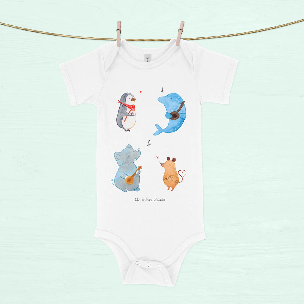 Organic Baby Body Big Band Babykleidung, Babystrampler, Strampler, Wickelbody, Baby Erstausstattung, Junge, Mädchen, Tiermotive, Gute Laune, lustige Sprüche, Tiere, Hund, Pinguin, Maus, Elefant, Delfin, Gitarre, Band, Triangel, Musikanten, Musik