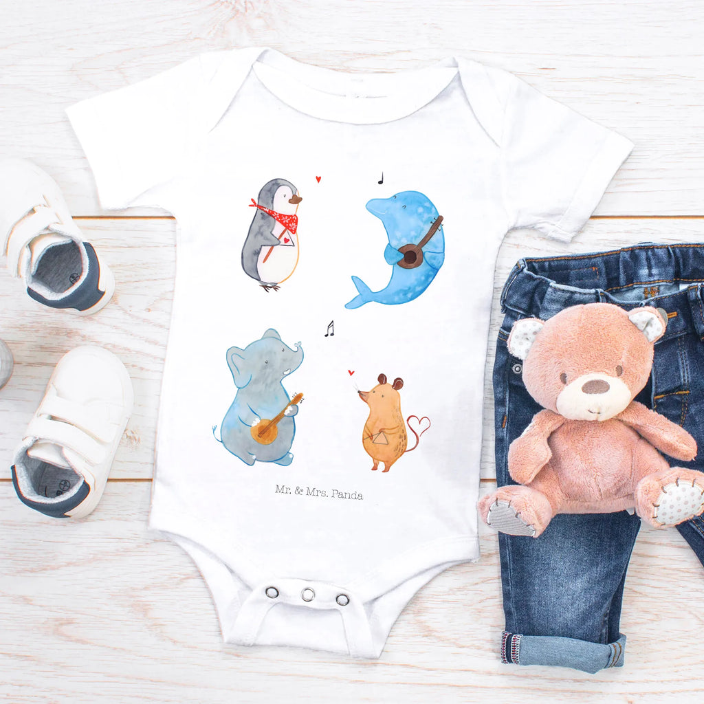 Organic Baby Body Big Band Babykleidung, Babystrampler, Strampler, Wickelbody, Baby Erstausstattung, Junge, Mädchen, Tiermotive, Gute Laune, lustige Sprüche, Tiere, Hund, Pinguin, Maus, Elefant, Delfin, Gitarre, Band, Triangel, Musikanten, Musik