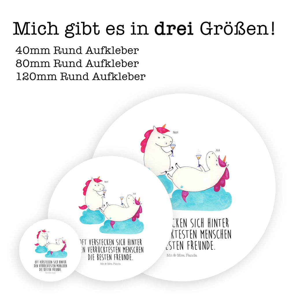 Rund Aufkleber Einhörner Sekt Sticker, Aufkleber, Etikett, Einhorn, Einhörner, Einhorn Deko, Pegasus, Unicorn, Freundinnen, Freundin, BFF, Sekt, Mädelsabend, Spaß, Party, Korken, Anstoßen, Beste