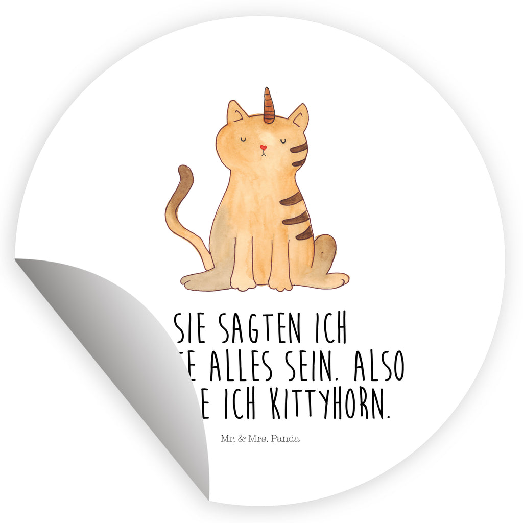 Rund Aufkleber Einhorn Katze Sticker, Aufkleber, Etikett, Einhorn, Einhörner, Einhorn Deko, Pegasus, Unicorn, Katzer, Mieze, Regenbogen, Glitzer, Einhornpower, Erwachsenwerden, Katze, Katzenhorn, Einhornkatze, Kittyhorn