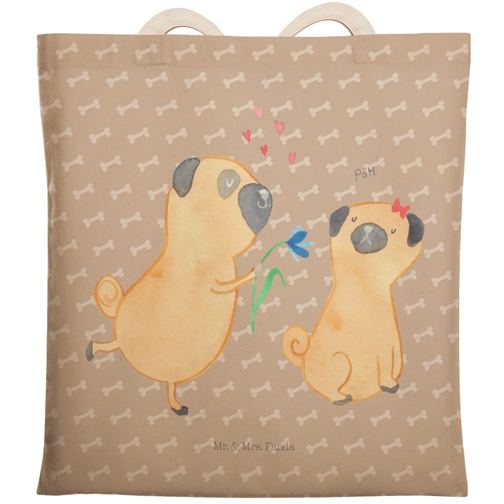 Einkaufstasche Mops verliebt Tragetasche, Tasche, Beutel, Stofftasche, Baumwolltasche, Umhängetasche, Shopper, Einkaufstasche, Beuteltasche, Hund, Hundemotiv, Haustier, Hunderasse, Tierliebhaber, Hundebesitzer, Sprüche, Mops, Möpse, Hundeliebe, verliebt, Liebe, Liebesspruch. Verlobt, Geschenk Freund, Partner