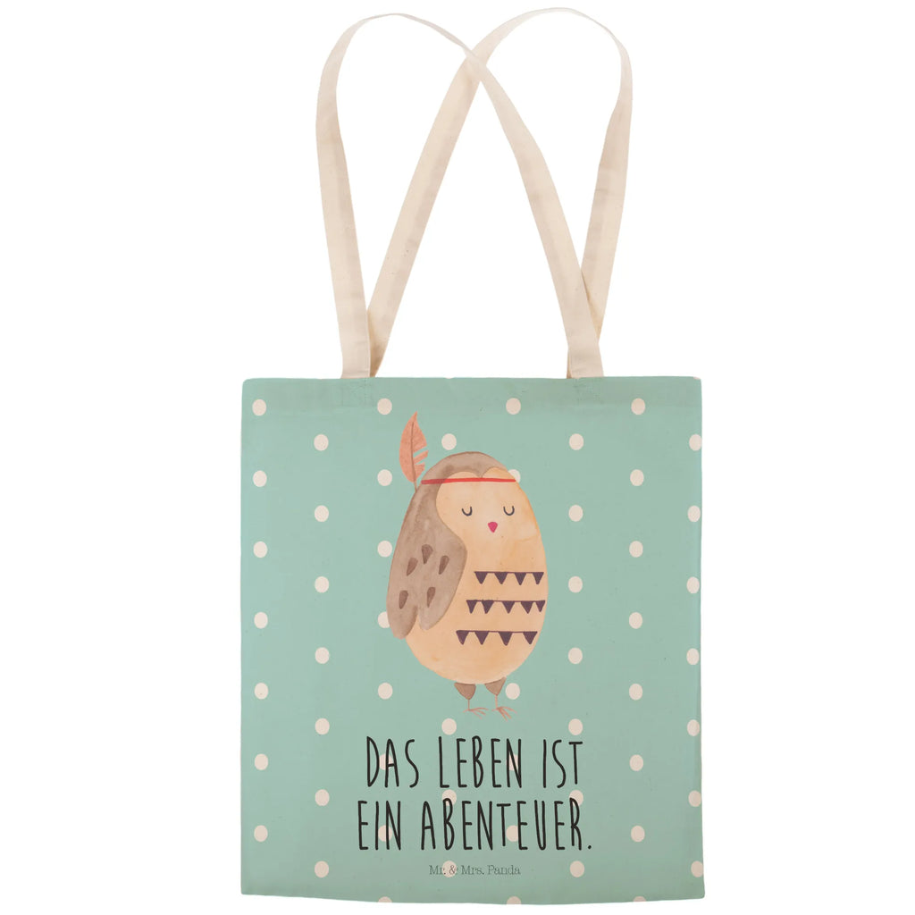 Einkaufstasche Eule Federschmuck Tragetasche, Tasche, Beutel, Stofftasche, Baumwolltasche, Umhängetasche, Shopper, Einkaufstasche, Beuteltasche, Eule, Eule Deko, Owl, Das Leben ist ein Abenteuer, Reisespruch, Federschmuck, Dekoration