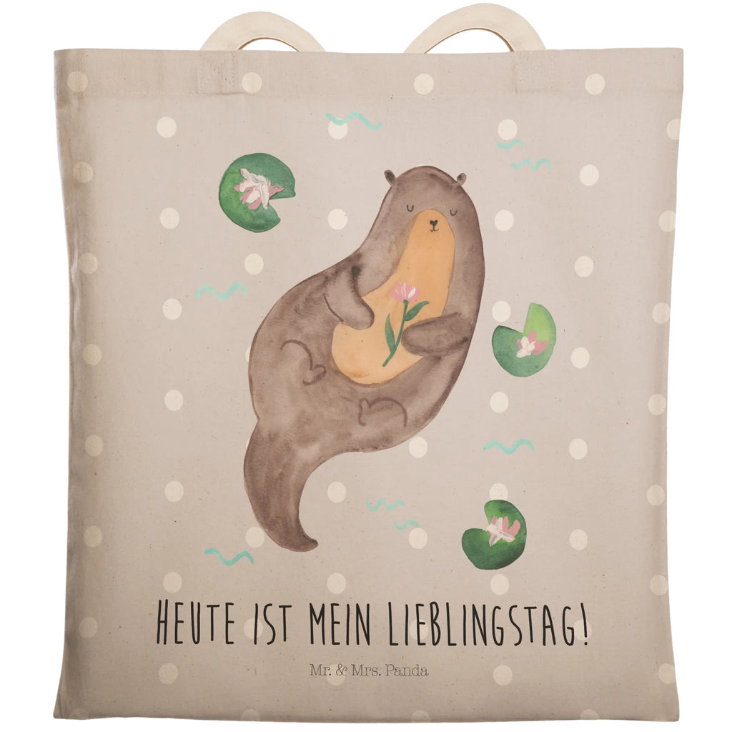 Einkaufstasche Otter mit Seerose Tragetasche, Tasche, Beutel, Stofftasche, Baumwolltasche, Umhängetasche, Shopper, Einkaufstasche, Beuteltasche, Otter, Fischotter, Seeotter, Otter Seeotter See Otter