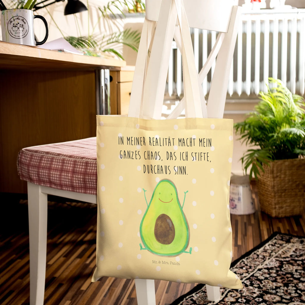 Einkaufstasche Avocado Happy Tragetasche, Tasche, Beutel, Stofftasche, Baumwolltasche, Umhängetasche, Shopper, Einkaufstasche, Beuteltasche, Avocado, Veggie, Vegan, Gesund, Chaos