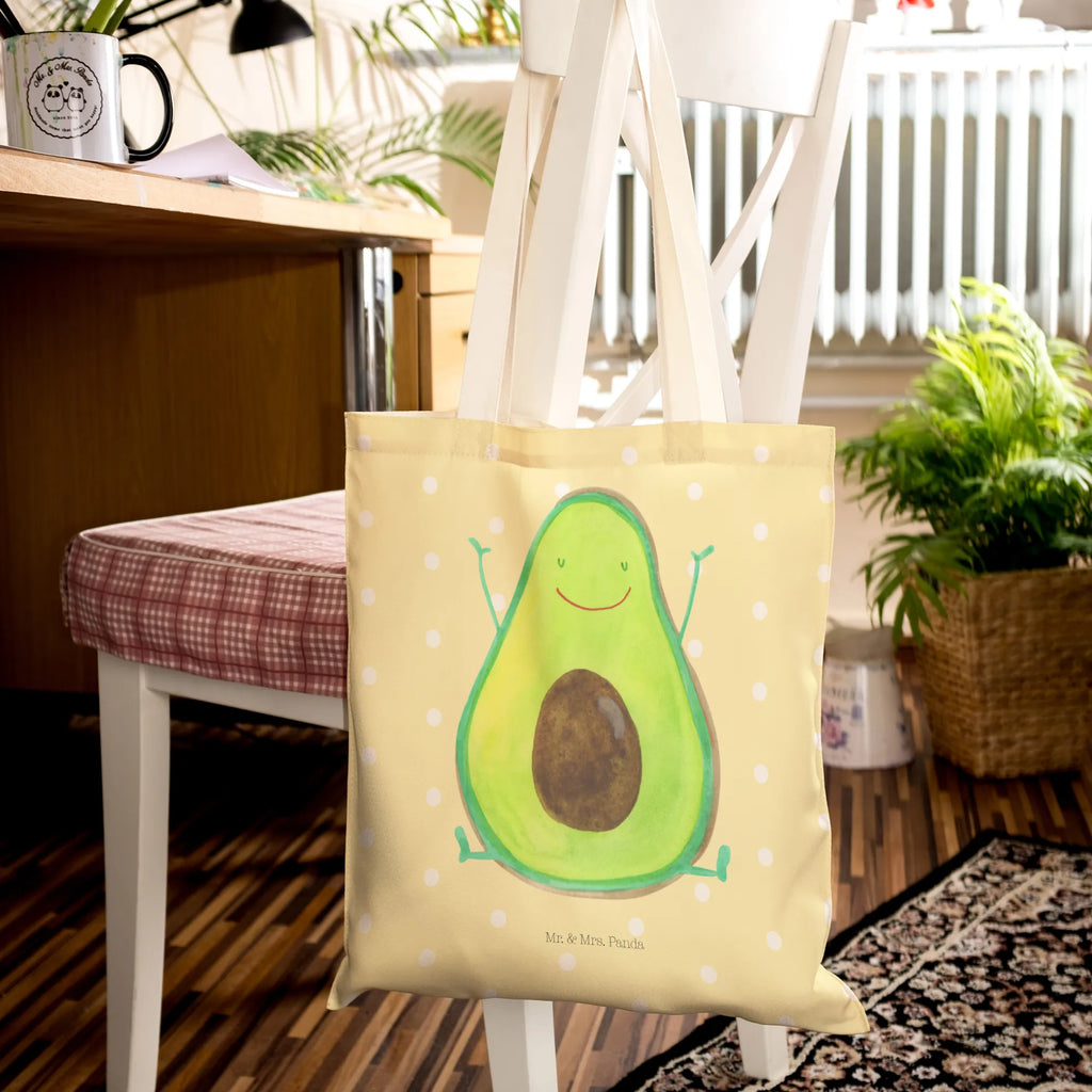 Einkaufstasche Avocado Happy Tragetasche, Tasche, Beutel, Stofftasche, Baumwolltasche, Umhängetasche, Shopper, Einkaufstasche, Beuteltasche, Avocado, Veggie, Vegan, Gesund, Chaos