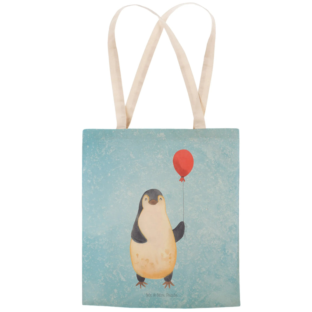 Einkaufstasche Pinguin Luftballon Tragetasche, Tasche, Beutel, Stofftasche, Baumwolltasche, Umhängetasche, Shopper, Einkaufstasche, Beuteltasche, Pinguin, Pinguine, Luftballon, Tagträume, Lebenslust, Geschenk Freundin, Geschenkidee, beste Freundin, Motivation, Neustart, neues Leben, Liebe, Glück