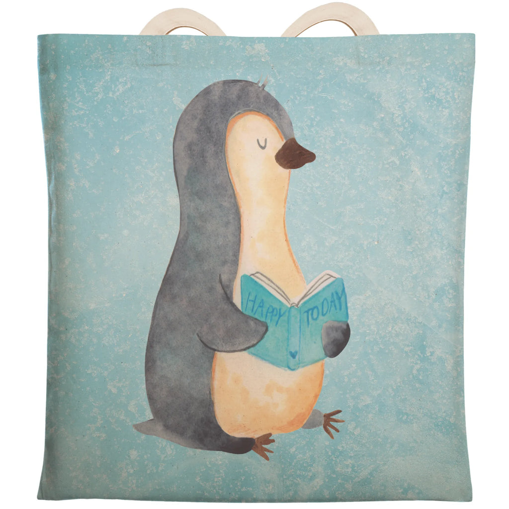 Einkaufstasche Pinguin Buch Tragetasche, Tasche, Beutel, Stofftasche, Baumwolltasche, Umhängetasche, Shopper, Einkaufstasche, Beuteltasche, Pinguin, Pinguine, Buch, Lesen, Bücherwurm, Nichtstun, Faulenzen, Ferien, Urlaub, Freizeit