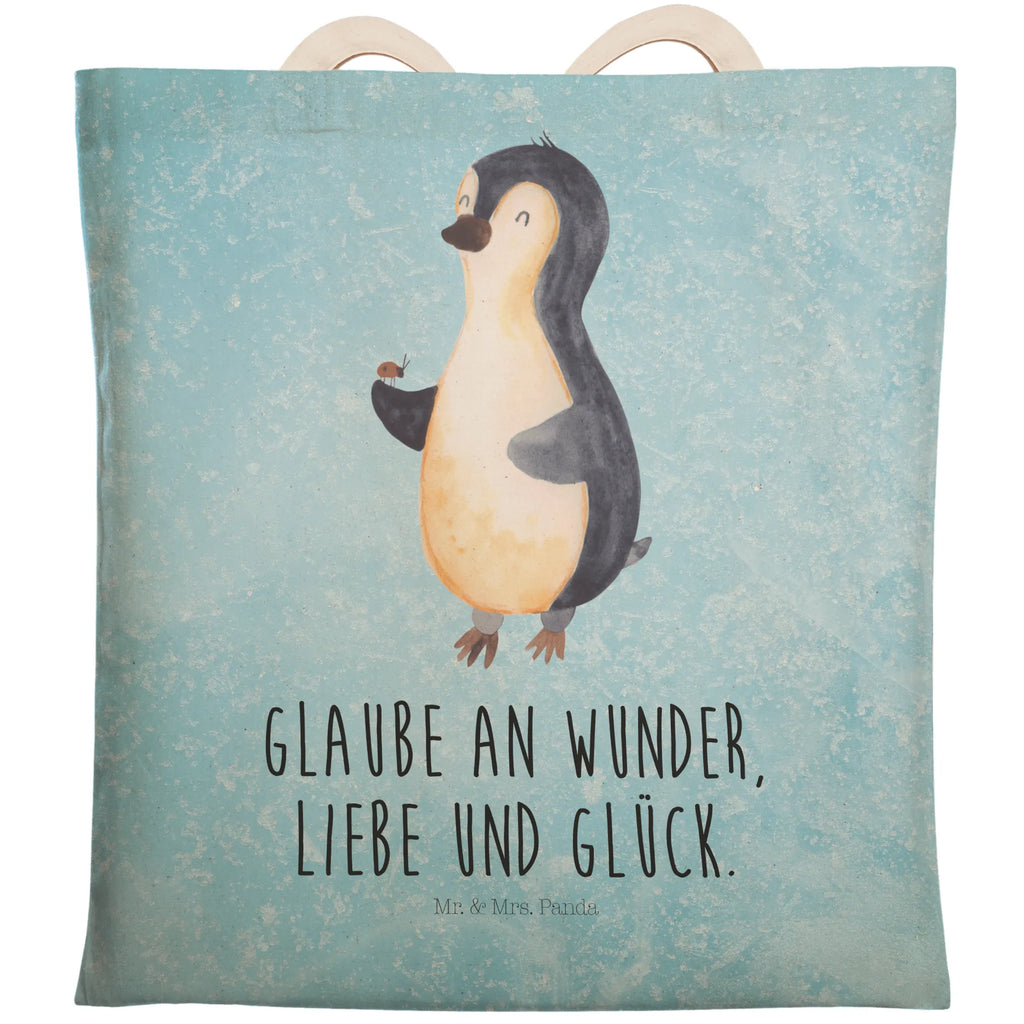 Einkaufstasche Pinguin Marienkäfer Tragetasche, Tasche, Beutel, Stofftasche, Baumwolltasche, Umhängetasche, Shopper, Einkaufstasche, Beuteltasche, Pinguin, Pinguine, Marienkäfer, Liebe, Wunder, Glück, Freude, Lebensfreude