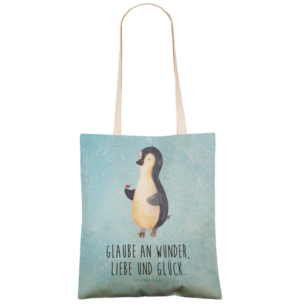 Einkaufstasche Pinguin Marienkäfer Tragetasche, Tasche, Beutel, Stofftasche, Baumwolltasche, Umhängetasche, Shopper, Einkaufstasche, Beuteltasche, Pinguin, Pinguine, Marienkäfer, Liebe, Wunder, Glück, Freude, Lebensfreude