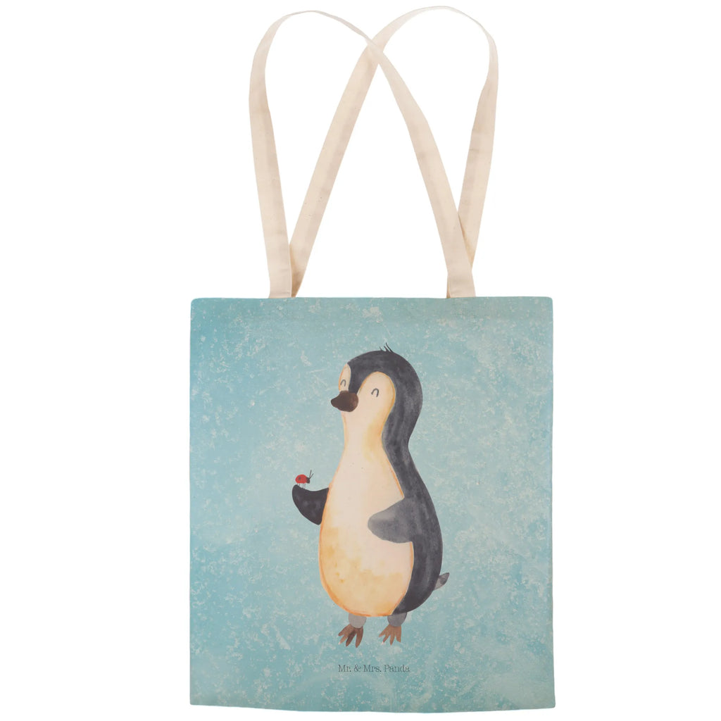 Einkaufstasche Pinguin Marienkäfer Tragetasche, Tasche, Beutel, Stofftasche, Baumwolltasche, Umhängetasche, Shopper, Einkaufstasche, Beuteltasche, Pinguin, Pinguine, Marienkäfer, Liebe, Wunder, Glück, Freude, Lebensfreude