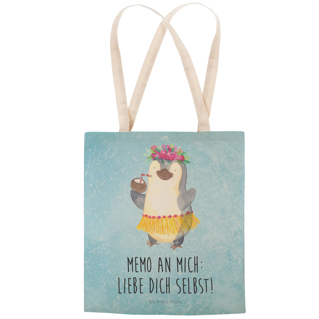 Einkaufstasche Pinguin Kokosnuss Tragetasche, Tasche, Beutel, Stofftasche, Baumwolltasche, Umhängetasche, Shopper, Einkaufstasche, Beuteltasche, Pinguin, Aloha, Hawaii, Urlaub, Kokosnuss, Pinguine