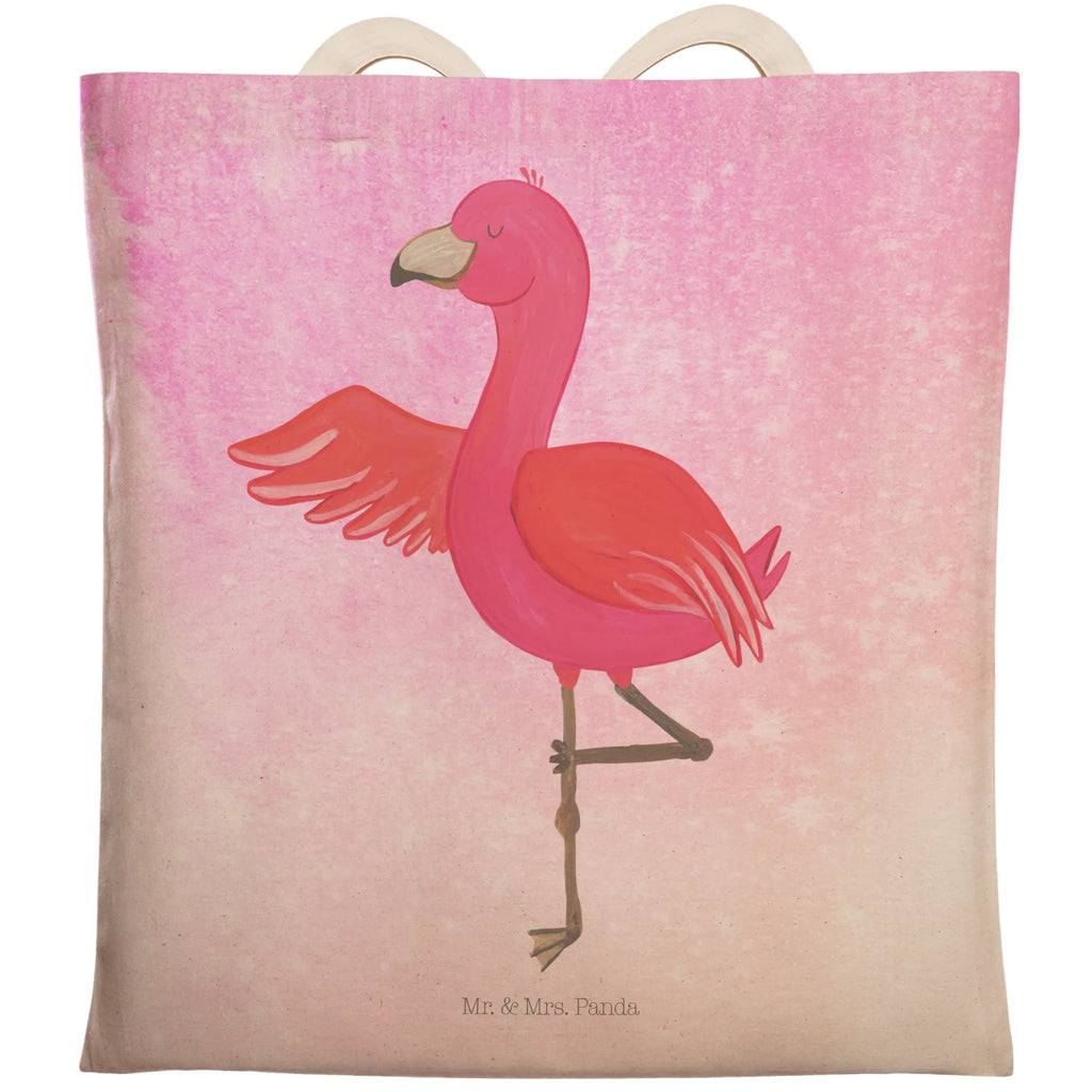 Einkaufstasche Flamingo Yoga Tragetasche, Tasche, Beutel, Stofftasche, Baumwolltasche, Umhängetasche, Shopper, Einkaufstasche, Beuteltasche, Flamingo, Vogel, Yoga, Namaste, Achtsamkeit, Yoga-Übung, Entspannung, Ärger, Aufregen, Tiefenentspannung