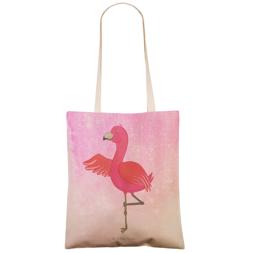 Einkaufstasche Flamingo Yoga Tragetasche, Tasche, Beutel, Stofftasche, Baumwolltasche, Umhängetasche, Shopper, Einkaufstasche, Beuteltasche, Flamingo, Vogel, Yoga, Namaste, Achtsamkeit, Yoga-Übung, Entspannung, Ärger, Aufregen, Tiefenentspannung