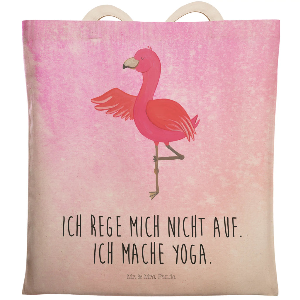 Einkaufstasche Flamingo Yoga Tragetasche, Tasche, Beutel, Stofftasche, Baumwolltasche, Umhängetasche, Shopper, Einkaufstasche, Beuteltasche, Flamingo, Vogel, Yoga, Namaste, Achtsamkeit, Yoga-Übung, Entspannung, Ärger, Aufregen, Tiefenentspannung