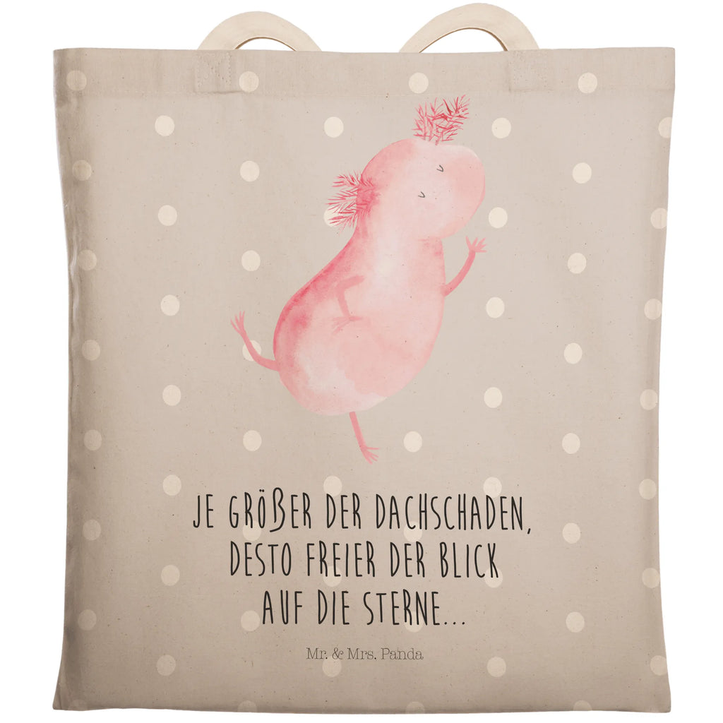 Einkaufstasche Axolotl tanzt Tragetasche, Tasche, Beutel, Stofftasche, Baumwolltasche, Umhängetasche, Shopper, Einkaufstasche, Beuteltasche, Axolotl, Molch, Axolot, Schwanzlurch, Lurch, Lurche, Dachschaden, Sterne, verrückt, Freundin, beste Freundin