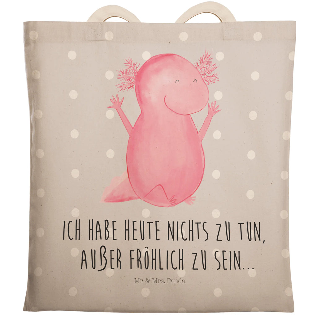 Einkaufstasche Axolotl Hurra Tragetasche, Tasche, Beutel, Stofftasche, Baumwolltasche, Umhängetasche, Shopper, Einkaufstasche, Beuteltasche, Axolotl, Molch, Axolot, Schwanzlurch, Lurch, Lurche, fröhlich, Spaß, Freude, Motivation, Zufriedenheit