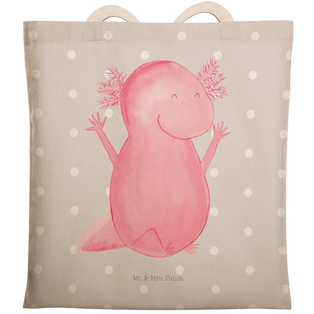 Einkaufstasche Axolotl Hurra Tragetasche, Tasche, Beutel, Stofftasche, Baumwolltasche, Umhängetasche, Shopper, Einkaufstasche, Beuteltasche, Axolotl, Molch, Axolot, Schwanzlurch, Lurch, Lurche, fröhlich, Spaß, Freude, Motivation, Zufriedenheit