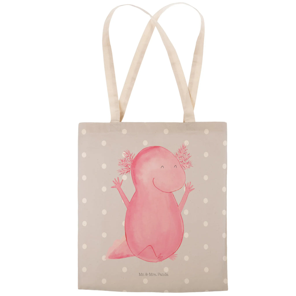 Einkaufstasche Axolotl Hurra Tragetasche, Tasche, Beutel, Stofftasche, Baumwolltasche, Umhängetasche, Shopper, Einkaufstasche, Beuteltasche, Axolotl, Molch, Axolot, Schwanzlurch, Lurch, Lurche, fröhlich, Spaß, Freude, Motivation, Zufriedenheit