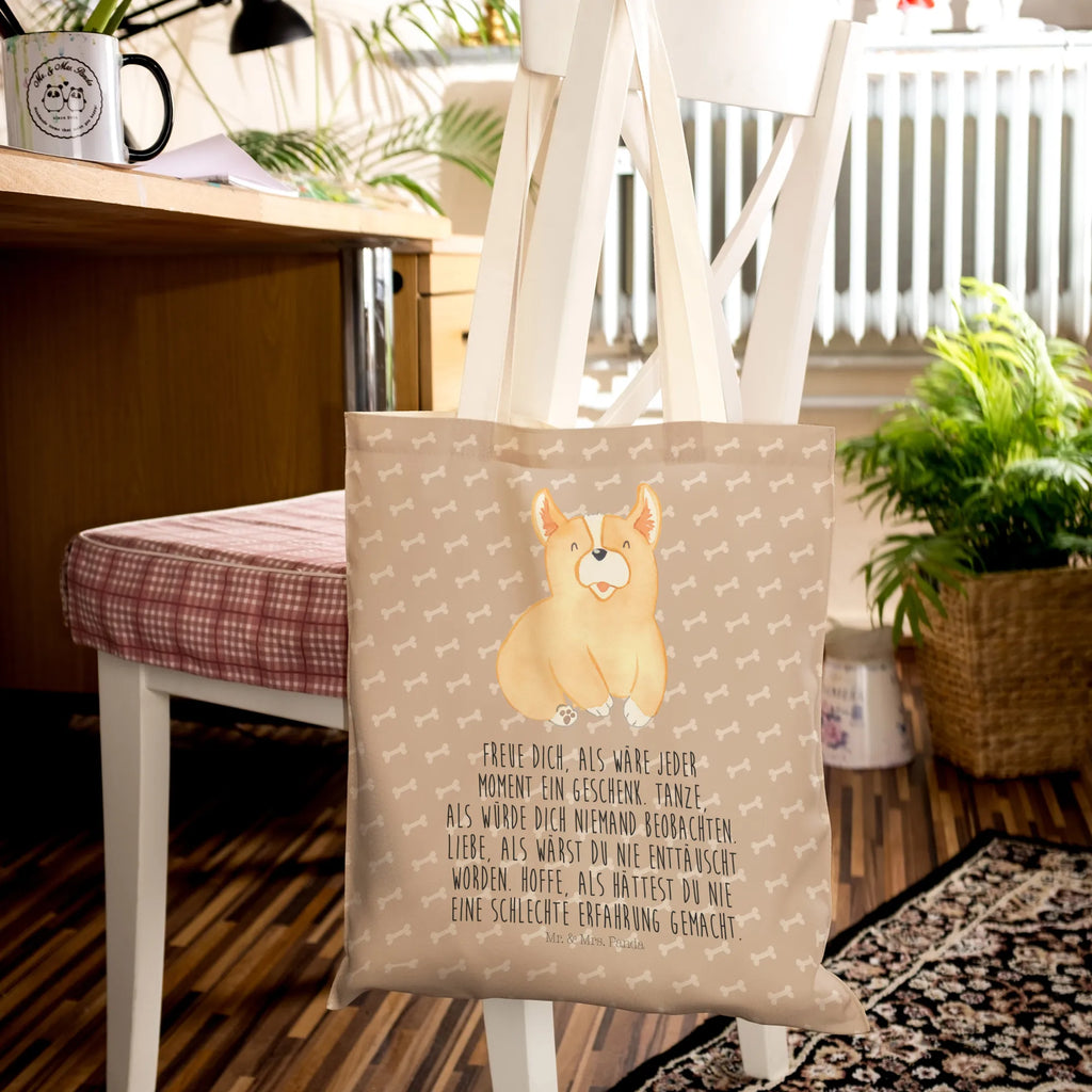 Einkaufstasche Corgie Tragetasche, Tasche, Beutel, Stofftasche, Baumwolltasche, Umhängetasche, Shopper, Einkaufstasche, Beuteltasche, Hund, Hundemotiv, Haustier, Hunderasse, Tierliebhaber, Hundebesitzer, Sprüche, Corgie, Welsh Corgie Pembroke, britisch, Motivation, Spruch, Hundespruch, Lebensfreude