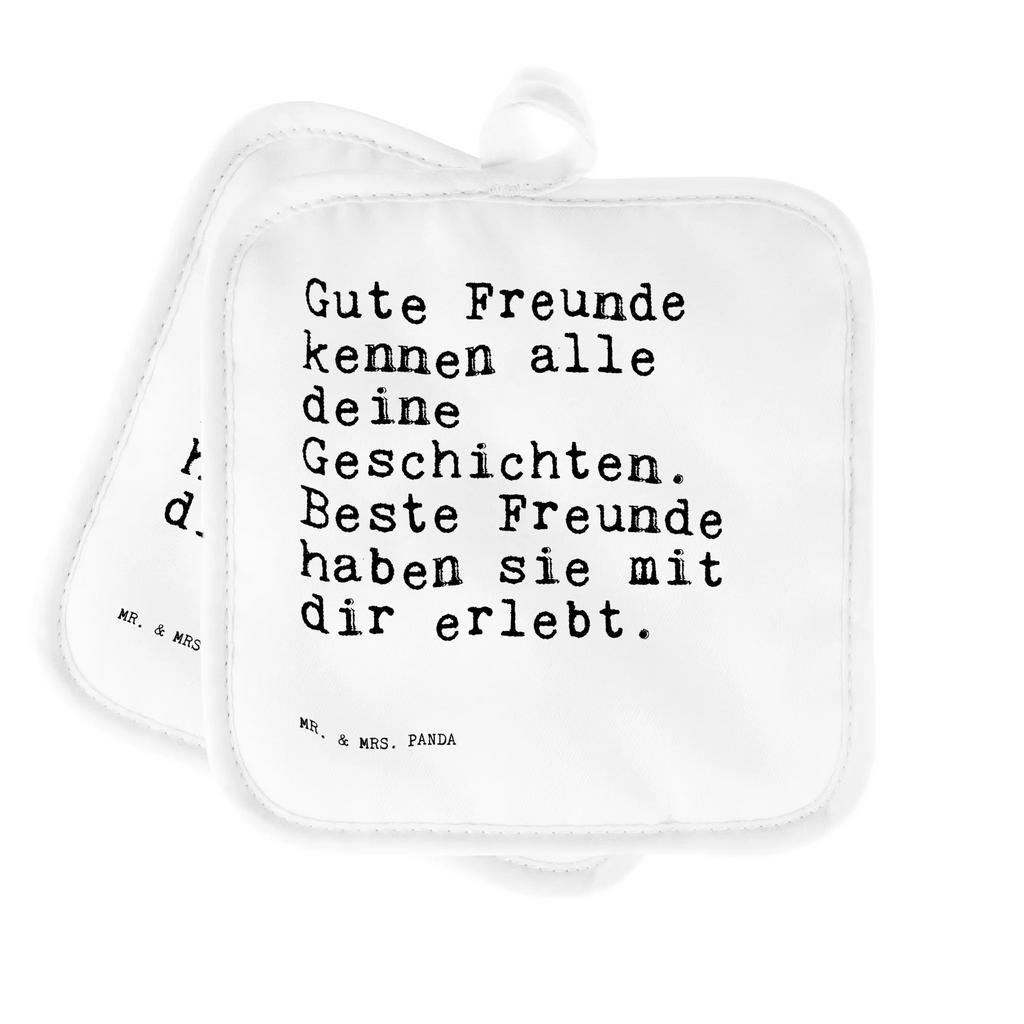 2er Set Topflappen  Sprüche und Zitate Gute Freunde kennen alle deine Geschichten. Beste Freunde haben sie mit dir erlebt. Topflappen, Topfuntersetzer, Ofenhandschuh, Topflappen Set, Topflappen lustig, Topflappen mit Spruch, Ofenhandschuhe, Topfhandschuhe, Topfhandschuh, Topflappenset, Topflappen 2er Set, Schöne Topflappen, Spruch, Sprüche, lustige Sprüche, Weisheiten, Zitate, Spruch Geschenke, Spruch Sprüche Weisheiten Zitate Lustig Weisheit Worte