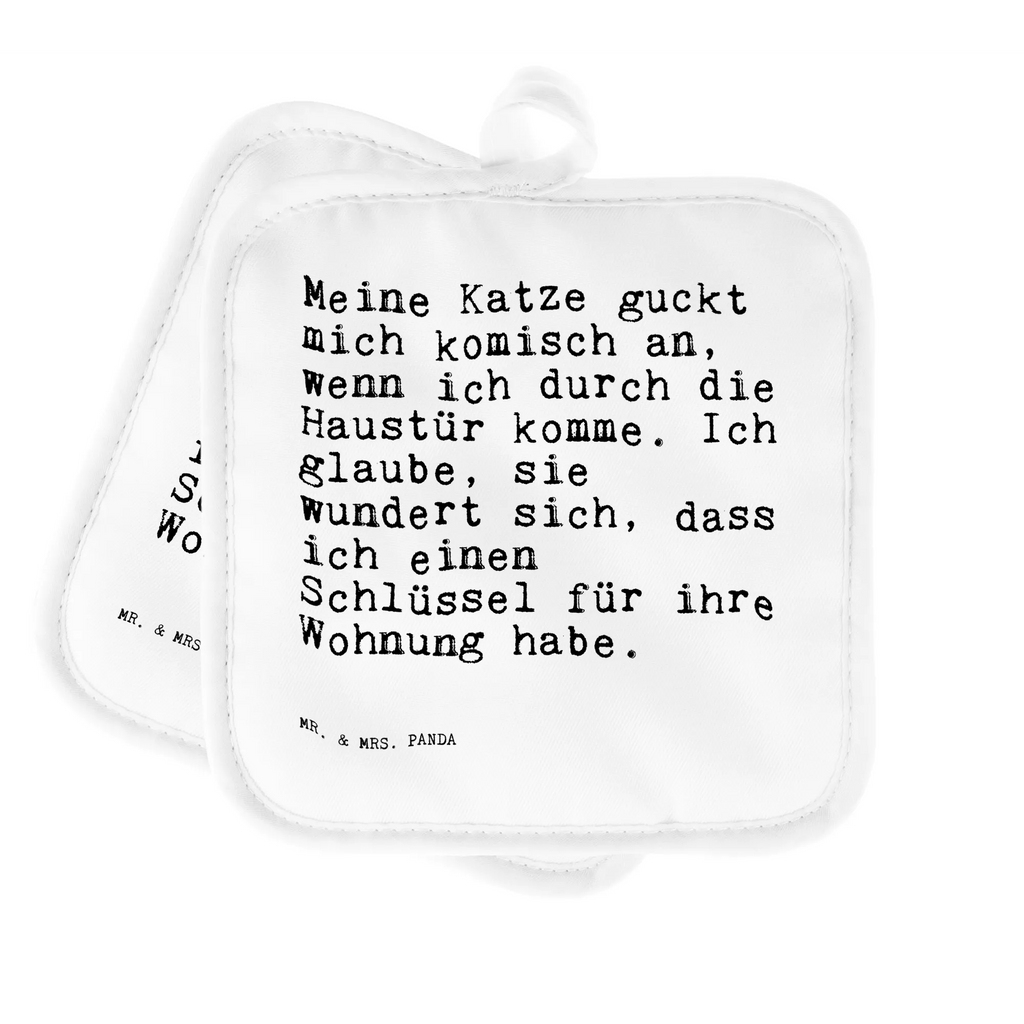 2er Set Topflappen  Sprüche und Zitate Meine Katze guckt mich komisch an, wenn ich durch die Haustür komme. Ich glaube, sie wundert sich, dass ich einen Schlüssel für ihre Wohnung habe. Topflappen, Topfuntersetzer, Ofenhandschuh, Topflappen Set, Topflappen lustig, Topflappen mit Spruch, Ofenhandschuhe, Topfhandschuhe, Topfhandschuh, Topflappenset, Topflappen 2er Set, Schöne Topflappen, Spruch, Sprüche, lustige Sprüche, Weisheiten, Zitate, Spruch Geschenke, Spruch Sprüche Weisheiten Zitate Lustig Weisheit Worte