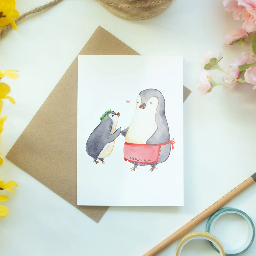 Grußkarte Pinguin mit Kind Grußkarte, Klappkarte, Einladungskarte, Glückwunschkarte, Hochzeitskarte, Geburtstagskarte, Karte, Ansichtskarten, Familie, Vatertag, Muttertag, Bruder, Schwester, Mama, Papa, Oma, Opa, Geschenk, Mami, Mutti, Mutter, Geburststag