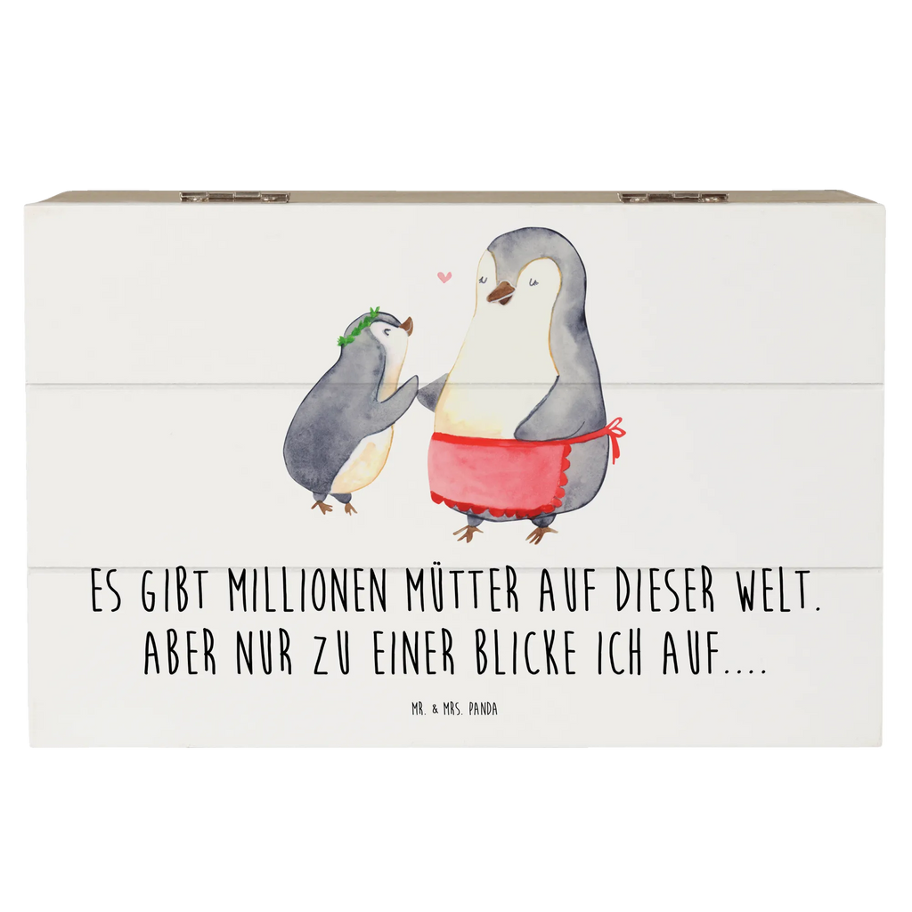 Holzkiste Pinguin mit Kind Holzkiste, Kiste, Schatzkiste, Truhe, Schatulle, XXL, Erinnerungsbox, Erinnerungskiste, Dekokiste, Aufbewahrungsbox, Geschenkbox, Geschenkdose, Familie, Vatertag, Muttertag, Bruder, Schwester, Mama, Papa, Oma, Opa, Geschenk, Mami, Mutti, Mutter, Geburststag