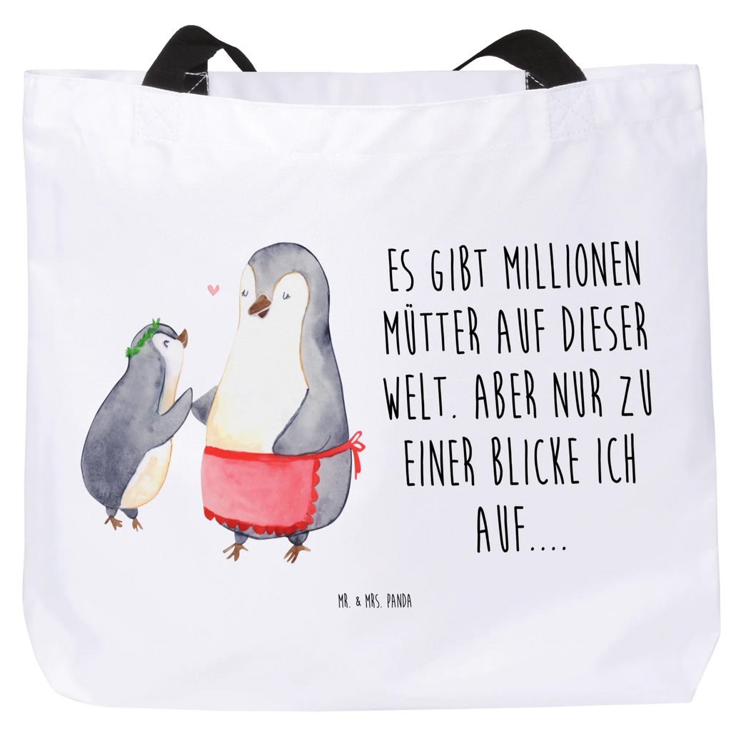 Shopper Pinguin mit Kind Beutel, Einkaufstasche, Tasche, Strandtasche, Einkaufsbeutel, Shopper, Schultasche, Freizeittasche, Tragebeutel, Schulbeutel, Alltagstasche, Familie, Vatertag, Muttertag, Bruder, Schwester, Mama, Papa, Oma, Opa, Geschenk, Mami, Mutti, Mutter, Geburststag