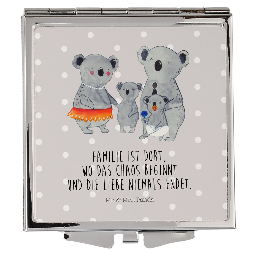 Handtaschenspiegel quadratisch Koala Familie Spiegel, Handtasche, Quadrat, silber, schminken, Schminkspiegel, Familie, Vatertag, Muttertag, Bruder, Schwester, Mama, Papa, Oma, Opa, Koala, Koalas, Family, Kinder, Geschwister, Familienleben